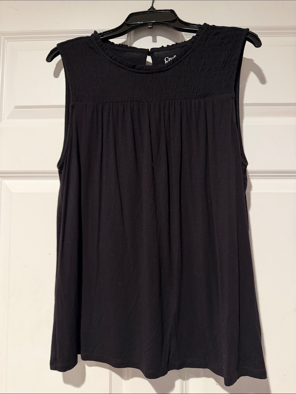 croft & barrow Black Smocked Yoke Sleeveless Tank